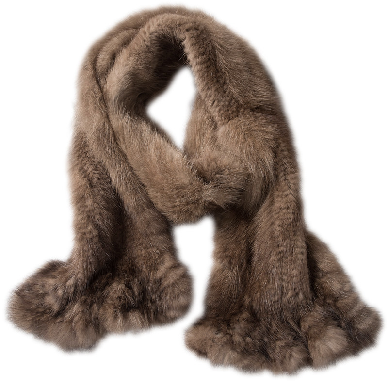 贵族琼斯 冬季新款紫貂长款围巾配水貂毛编织荷叶边裘皮围脖 女士