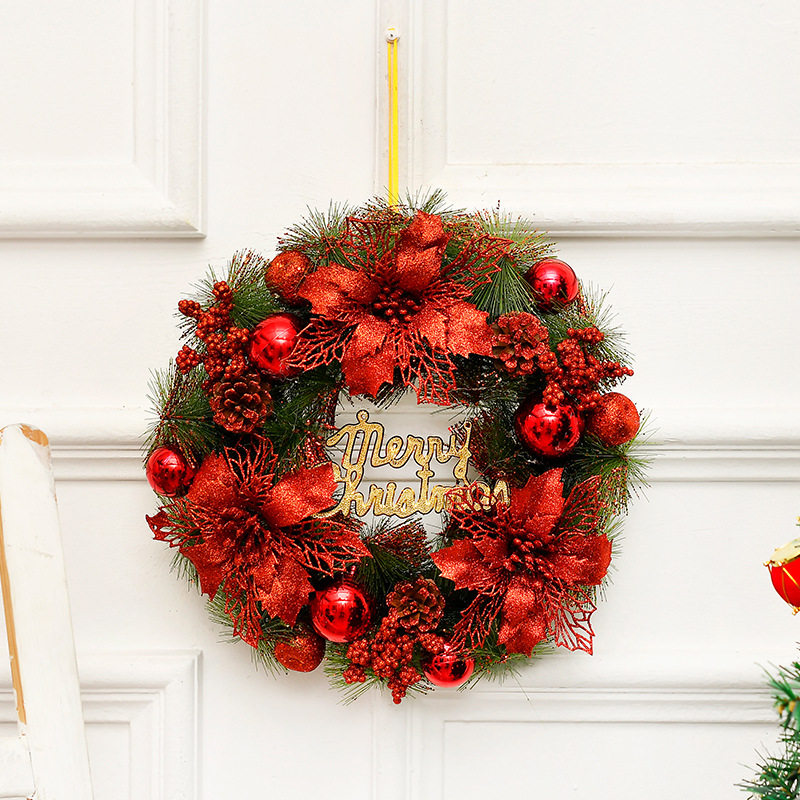 80cm圣诞节装饰品加密花环藤环酒店商场门环门挂圈圣诞装饰品