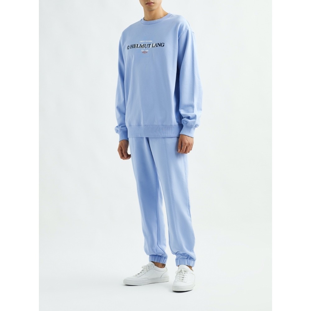 helmutlang2021冬季蓝色字母印花卫衣netaporter卫衣