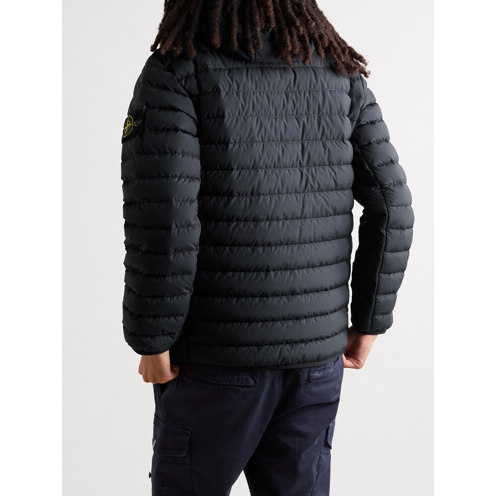 stoneisland石头2021秋季黑色连帽羽绒服netaporter羽绒服