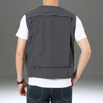 ເສື້ອກັນໜາວຜູ້ຊາຍລະດູໃບໄມ້ປົ່ງແລະລະດູໃບໄມ້ປົ່ງໃໝ່ 2024 Vest Workwear Multi-Pocket Vest Outdoor Loose Mountaineering Photography Jacket Quick-Drying Vest Jacket