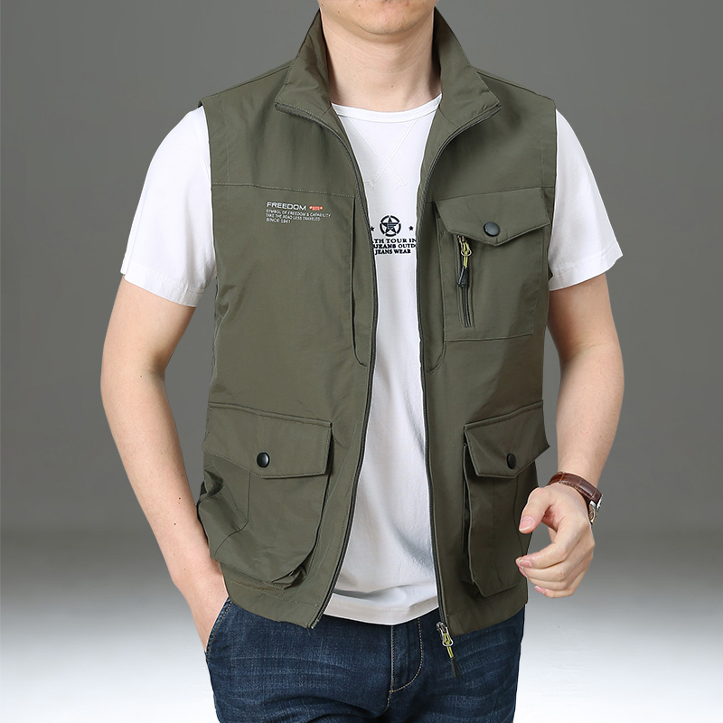 马甲春秋2021新款夏季薄款多口口袋户外男装背心