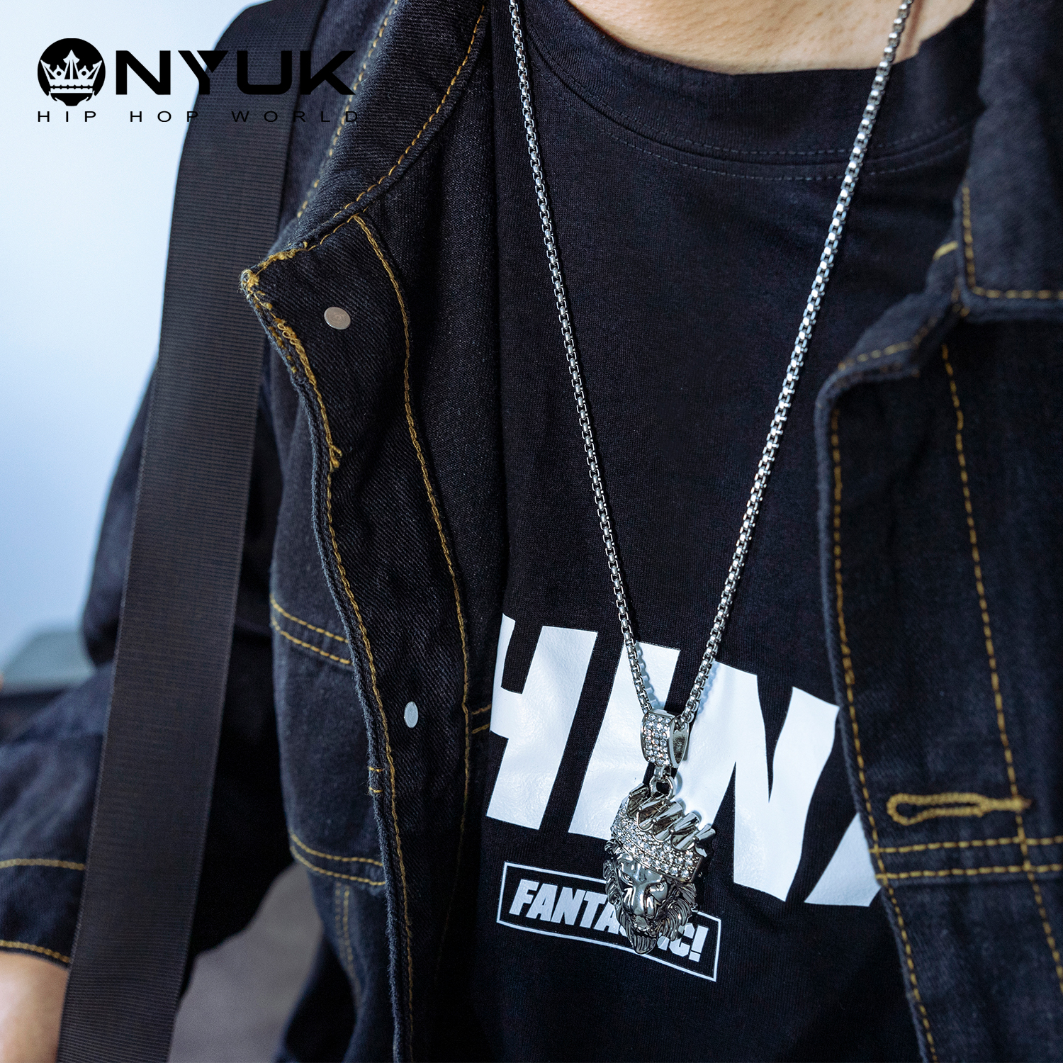 nyuk嘻哈街舞说唱项链皇冠狮子头男款hiphop歌手项链