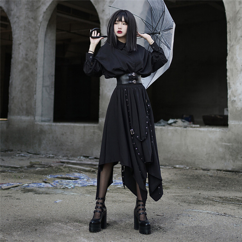 万圣节服饰装扮美少女服装衬衫长裙套装暗黑宽松时尚套装