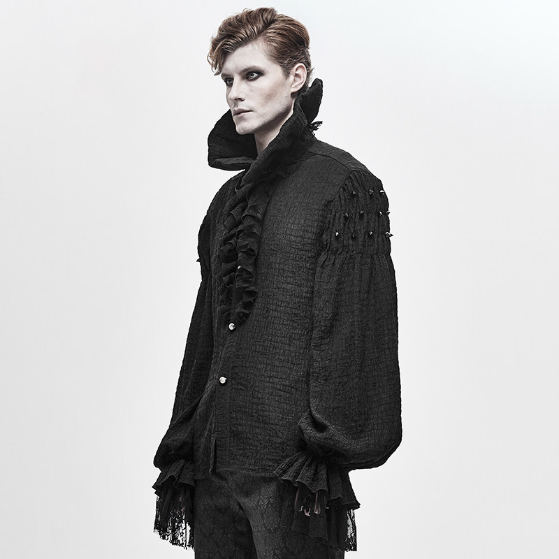 哥特gothic复古衬衫男春秋季绅士礼服衬衣宴会衬衫