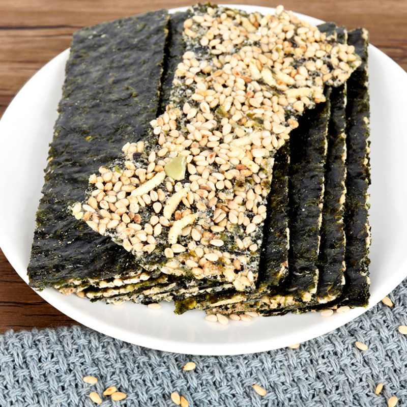 海苔夹心脆500g芝麻夹心海苔大片装即食儿童零食袋装大包装无添加