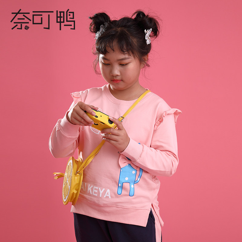 奈可鸭胖女童春秋卫衣胖女孩大码宽松长袖上衣中大童加肥加大春装