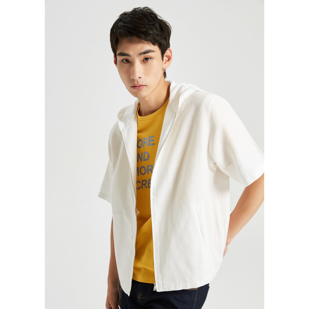 mecity男装夏季棉麻潮流轻薄凉感夹克外套男韩版夹克