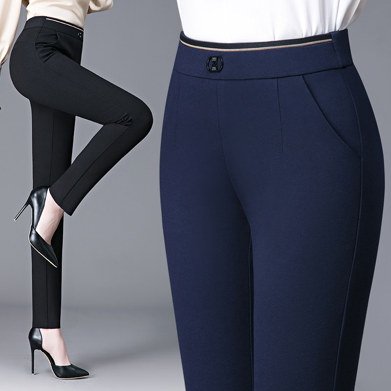 中年妈妈裤子子女秋季外穿宽松直筒女士长裤休闲裤