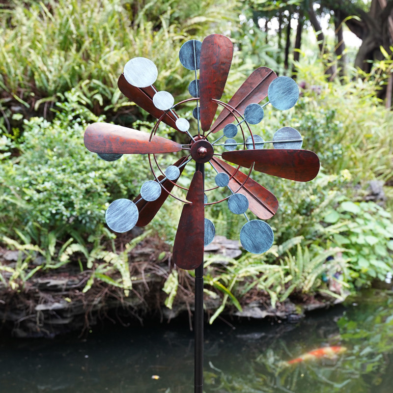 北欧风铁艺风车旋转创意户外转运摆件花园庭院院子草坪布置装饰品