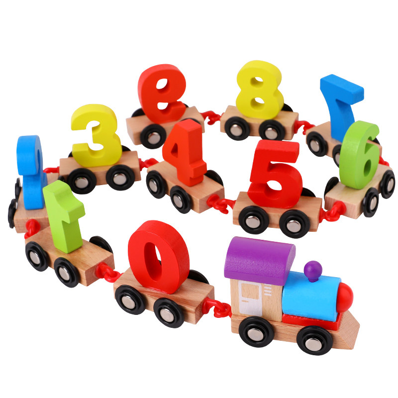 数字小火车木质玩具儿童益智拼装男孩女孩26岁宝宝惯性