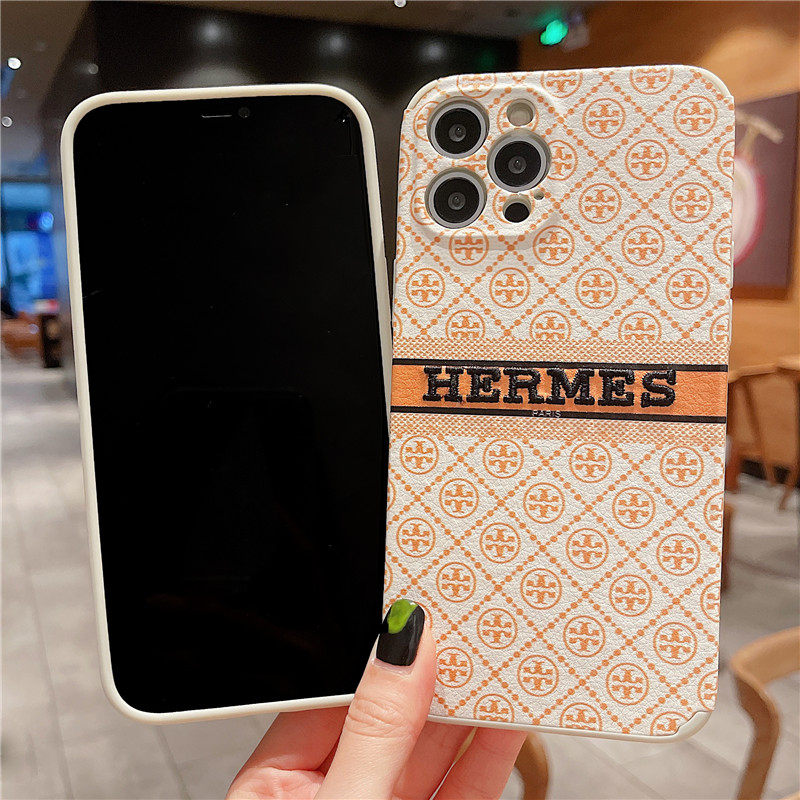 爱马仕花纹硅胶小羊皮手机壳