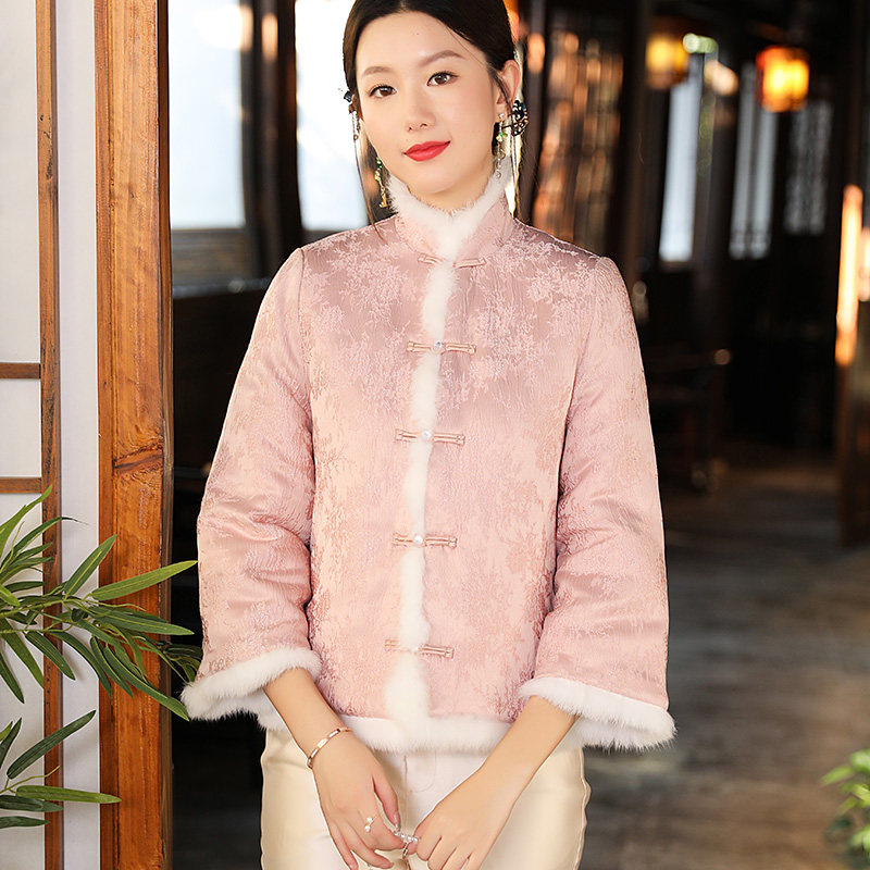 中式棉袄外套女冬盘复古中国国风唐装棉服加厚棉衣