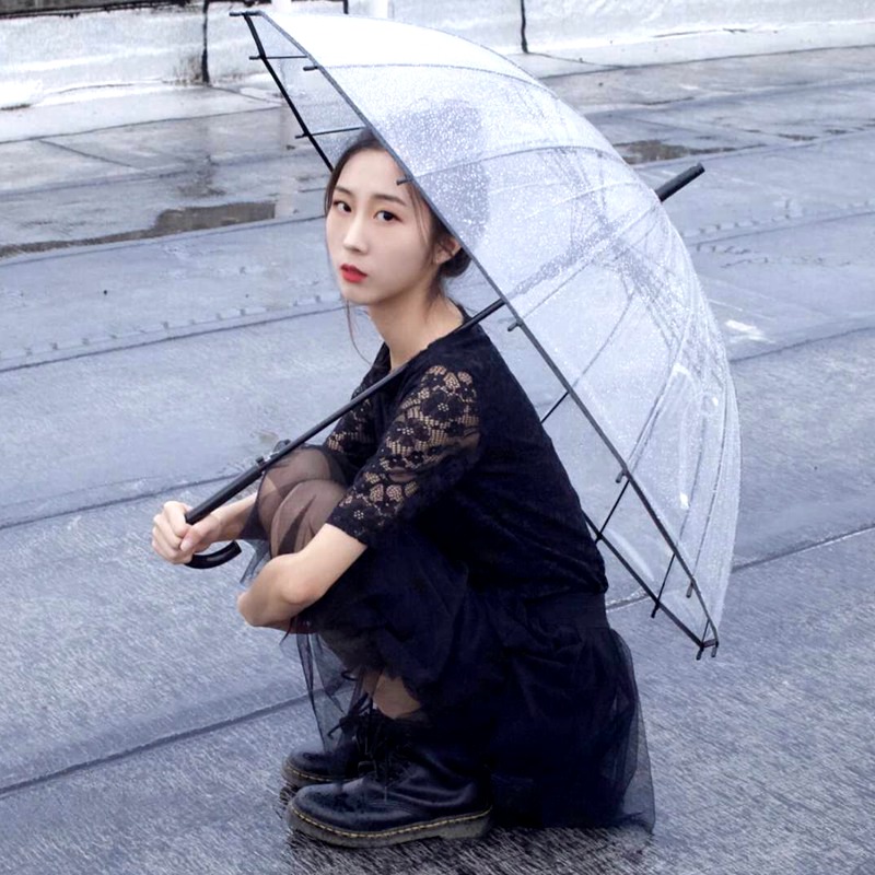 透明长柄雨伞白色日系大号女网红伞伞