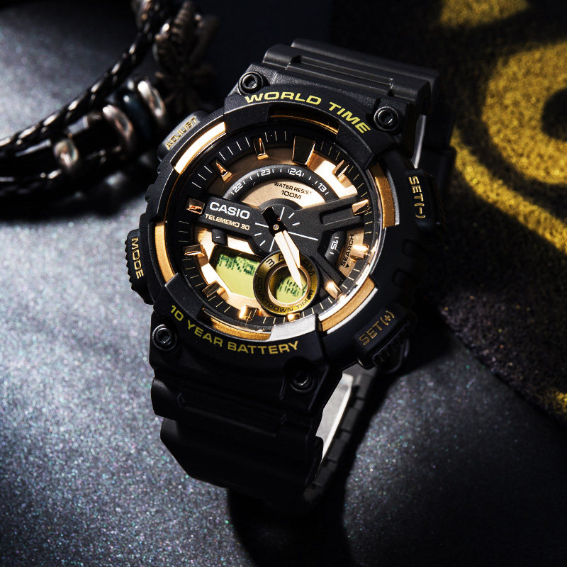 卡西欧手男经济时尚指针双显防水防震日韩腕表