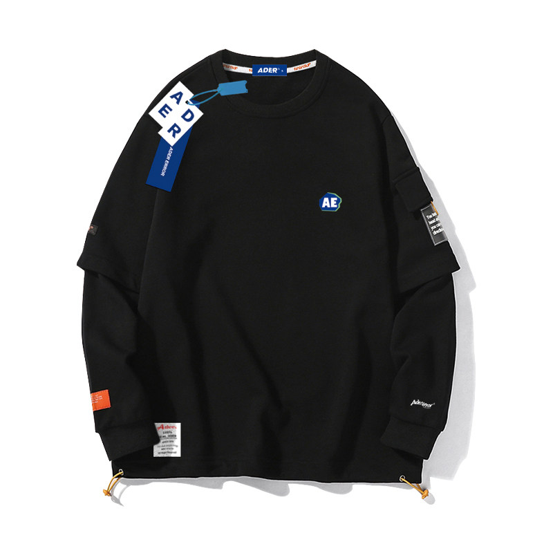 ae个性绣标套头圆领卫衣男女同款潮流时尚小众设计宽松上衣
