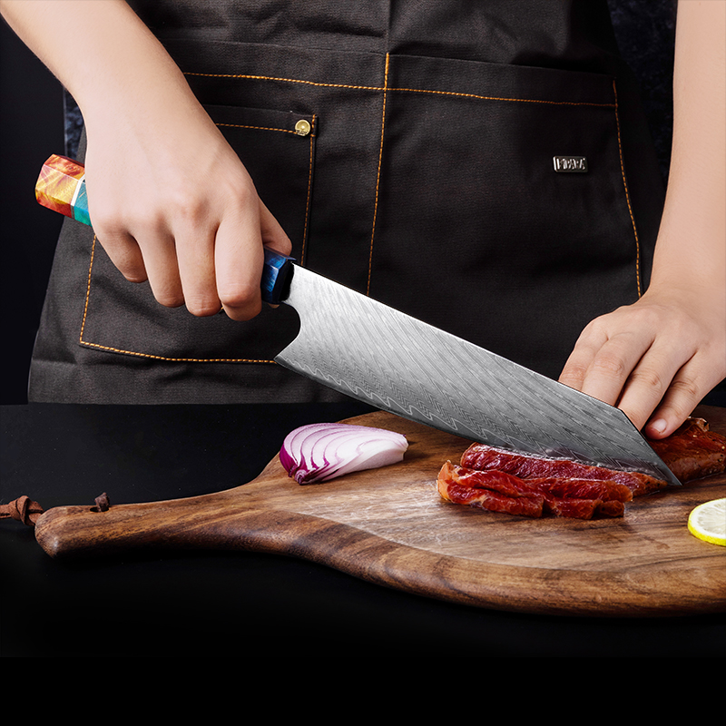 大马士革钢厨师刀菜刀厨刀切片刀 料理刀切肉刀西式主厨刀 - 小锦的刀