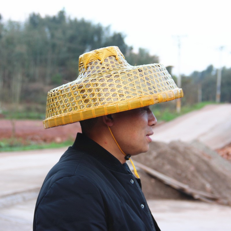 竹帽斗笠渔夫海南竹编帽子防雨防晒舞蹈道具帽子