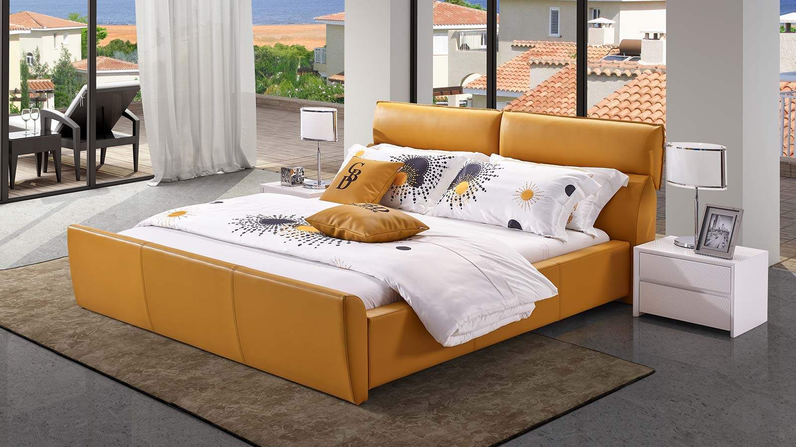 cbd真皮家具奢爱黑金金贵族软床hg519518米实木皮艺床