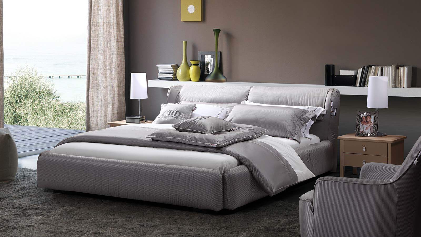 cbd布艺家具奢爱第十黑金软床hg55018米实木布艺床