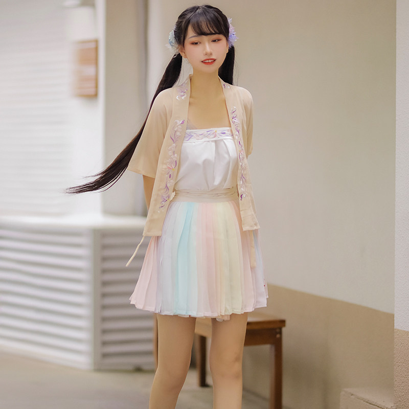 予今三件绣花夏绣花日常件套齐胸柒安宋抹短裙汉服