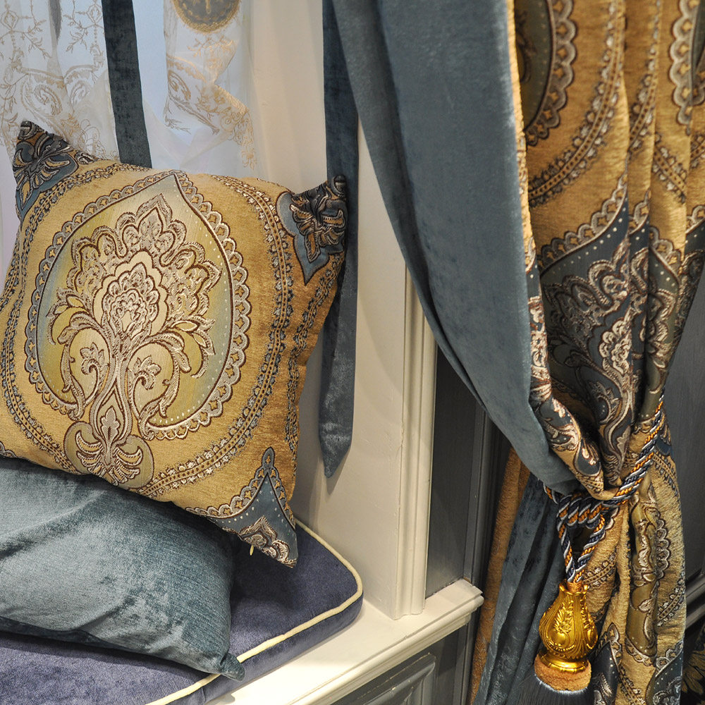 欧式窗帘豪华客厅新款卧室遮光奢华宫廷高档雪尼尔提花布美式复古