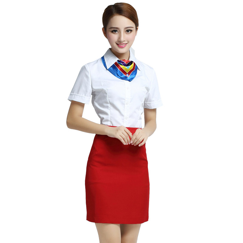 纯岚中国电信工作服女夏短袖衬衫电信营业厅工装营业员制服套装裙