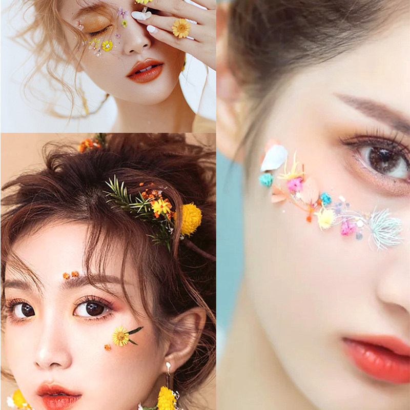森系化妆贴脸干花新娘装饰面部妆容小花表演美甲工具