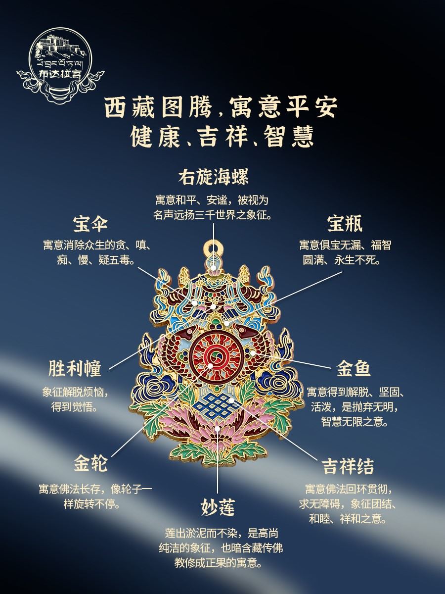 布达拉宫吉祥八宝饰品汽车挂件祈福平安挂饰