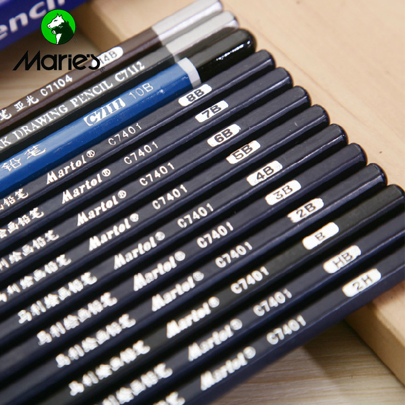 铅笔马利绘图绘画素描美术专用2b4b12b14b2盒正品铅笔