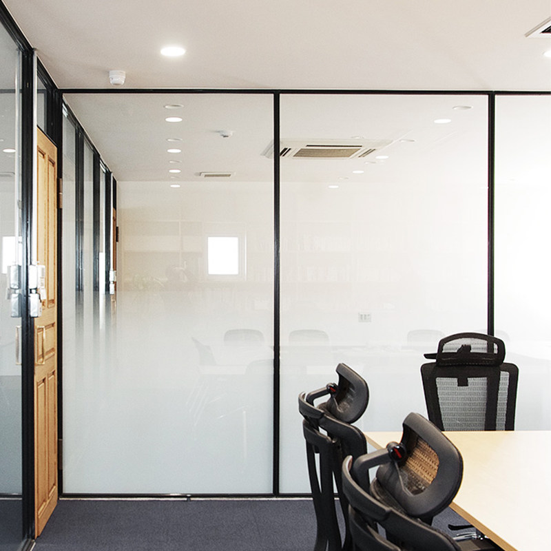 网红办公室艺术白色渐变玻璃贴膜半透明磨砂静电瓷砖