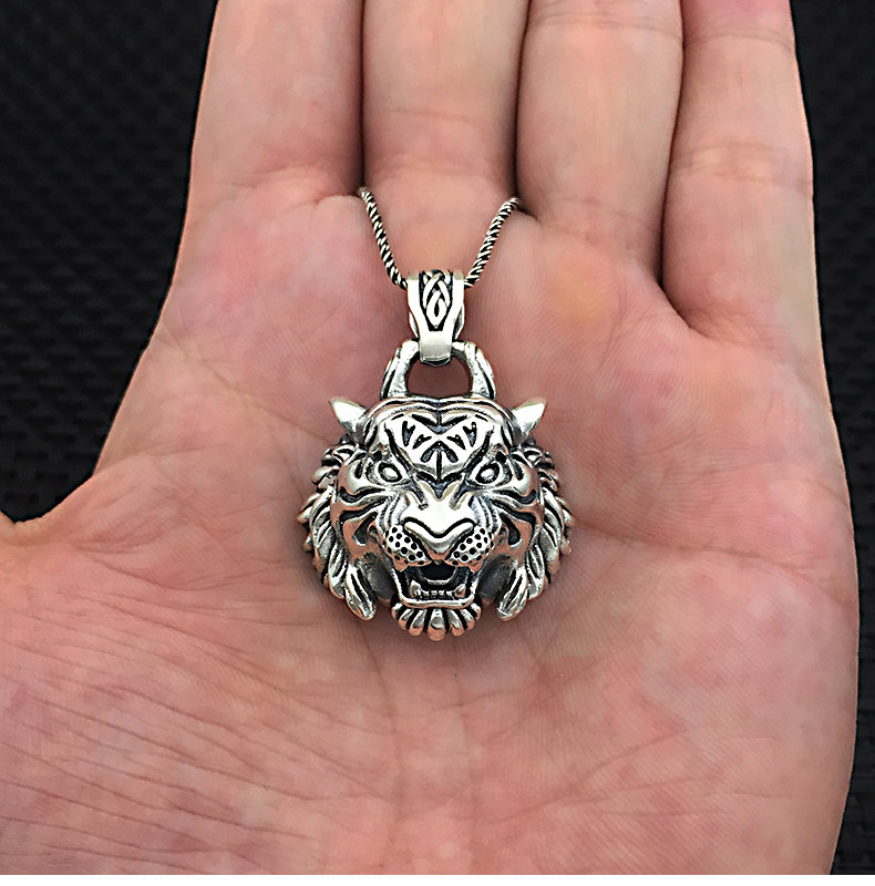 born虎头挂件项链白虎霸气个性吊坠银虎free项坠