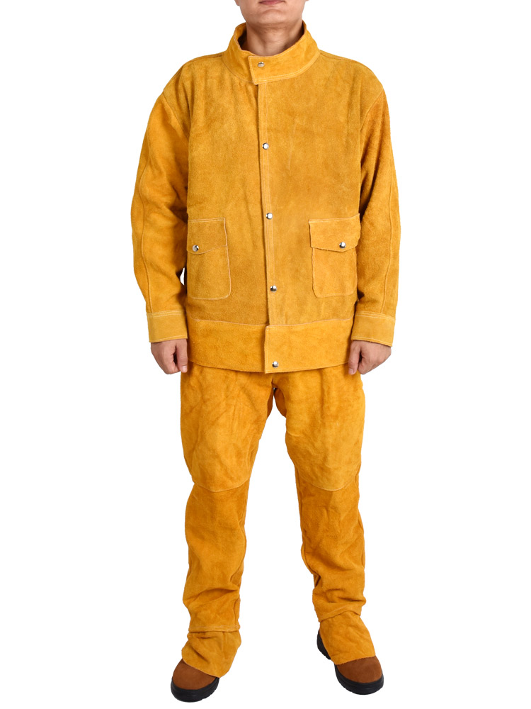 加厚牛皮电焊工作服防烫皮衣耐高温大码防护防阻燃隔热焊接皮裤