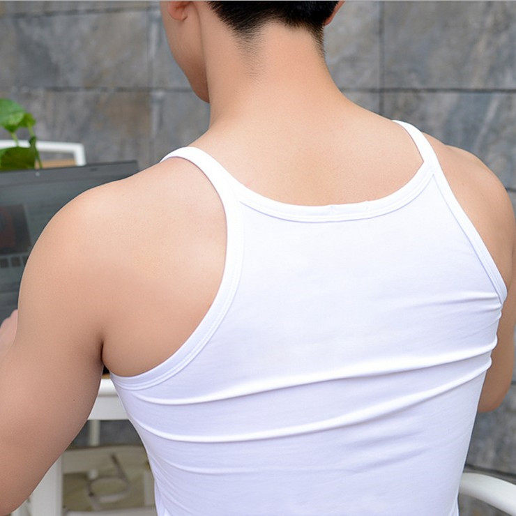 背心潮男时尚纯色吊带肌肉健身心细性感打底背心