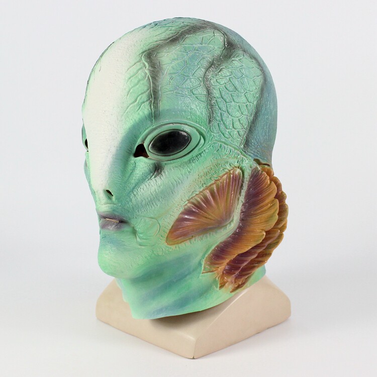 绿鱼人面具头套cos黑湖妖谭鱼酒吧舞会派对万圣节恐怖面具怪怪鱼