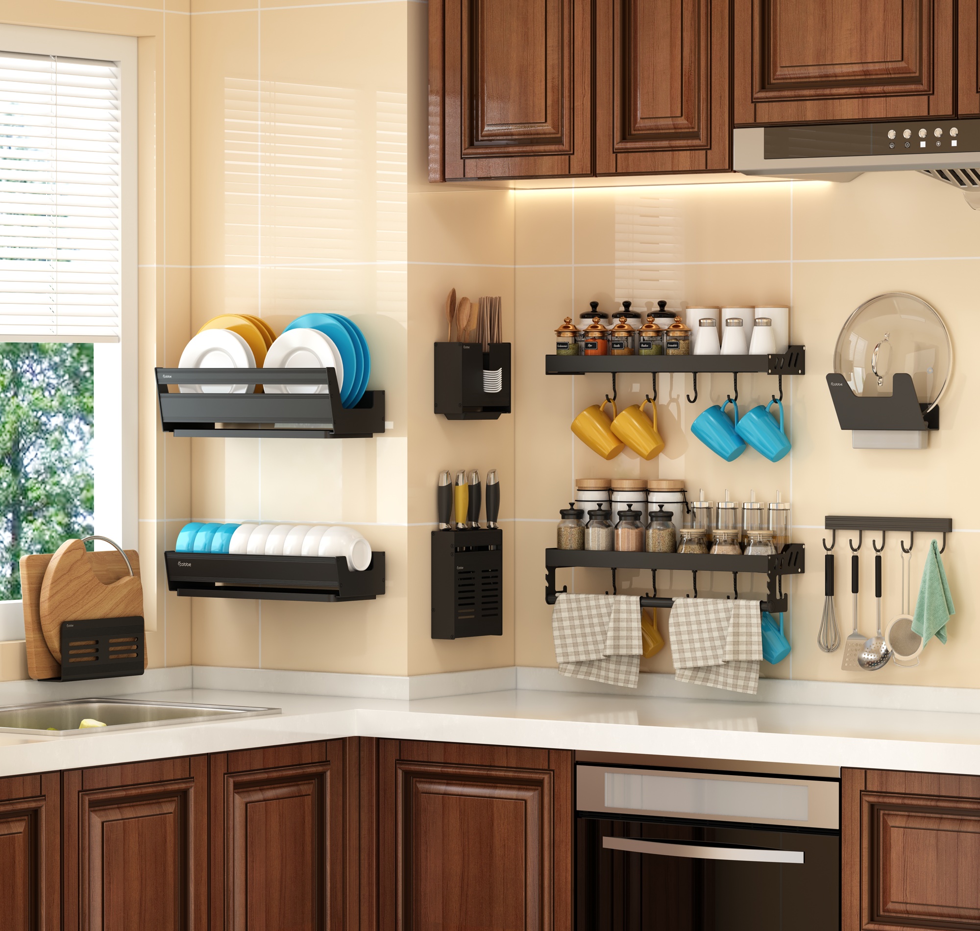 卡贝厨房挂钩置物架壁挂式打孔墙上挂架挂钩