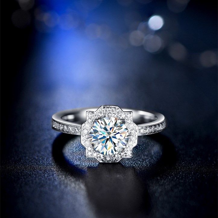 pt950不掉求婚钻戒奢华时尚掉色1克拉铂金莫桑戒指