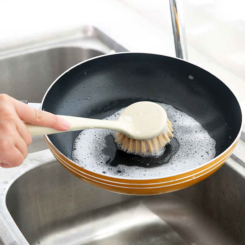 麦秸秆去污长柄洗锅刷厨房洗碗刷家用洗锅刷水槽灶台清洁刷2个装