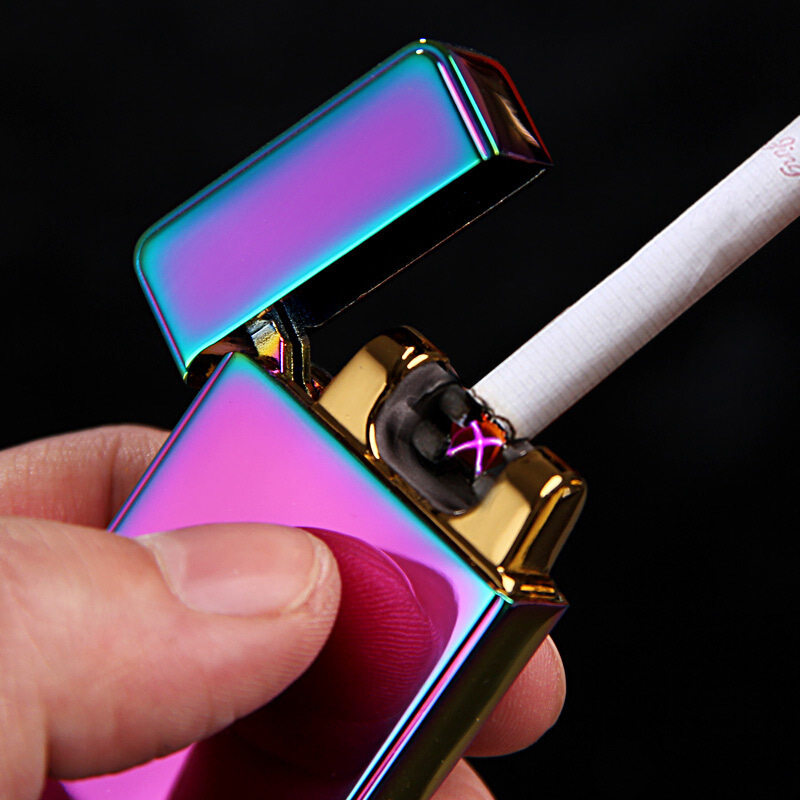 高档双枪双电电弧打火机充电个性男友防风创意充气打火机