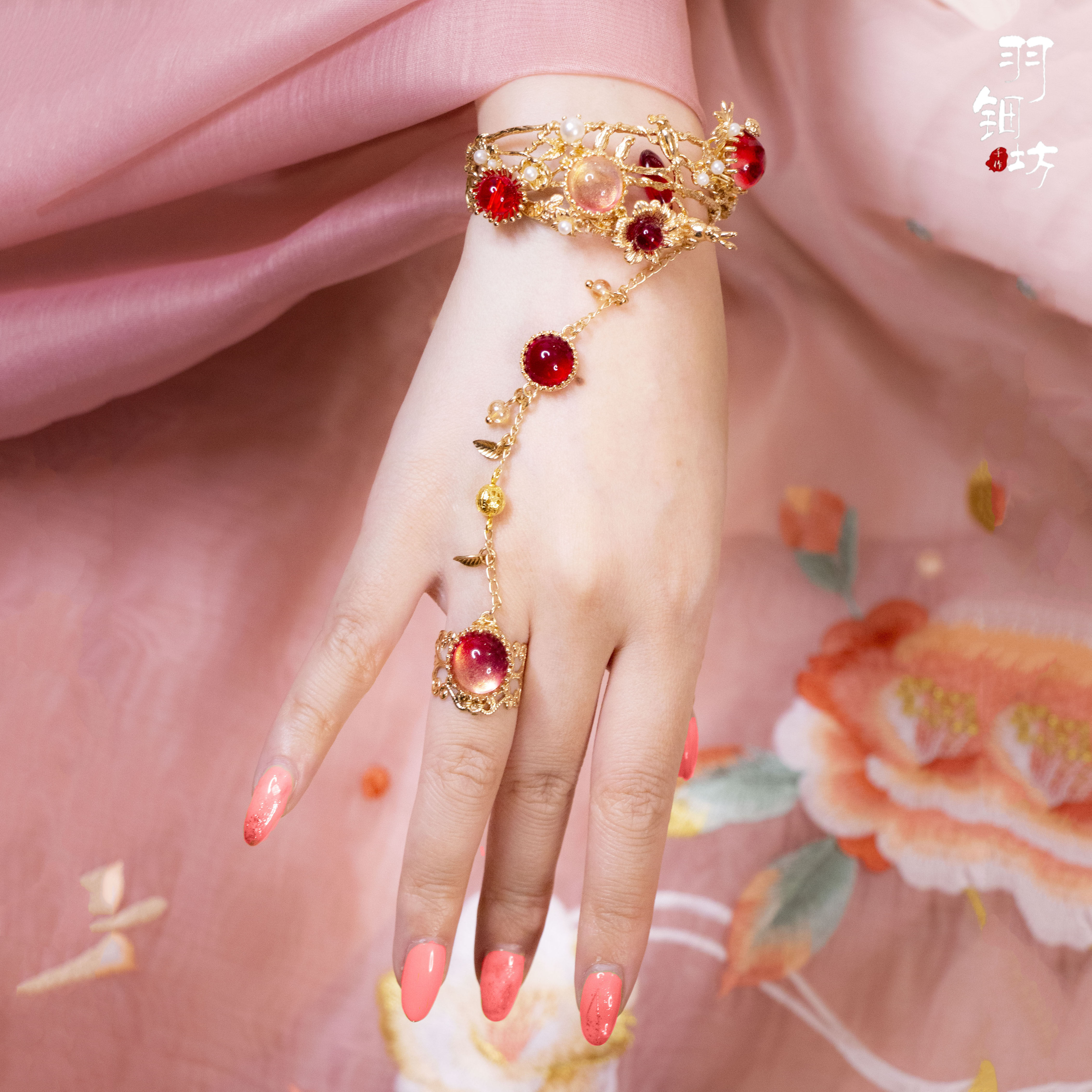 戒指汉服手链流苏风流异域一体手镯人鱼古风手镯