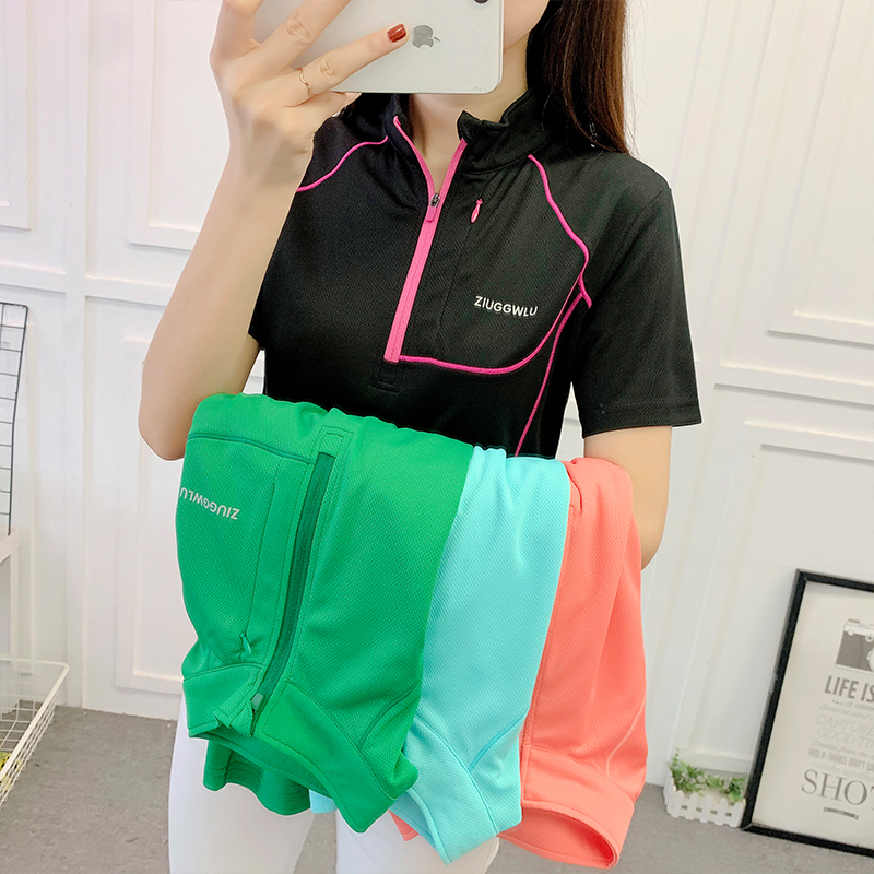 2022年夏季女士户外短袖立领速干衣 快干健身跑步运动T恤排汗透气