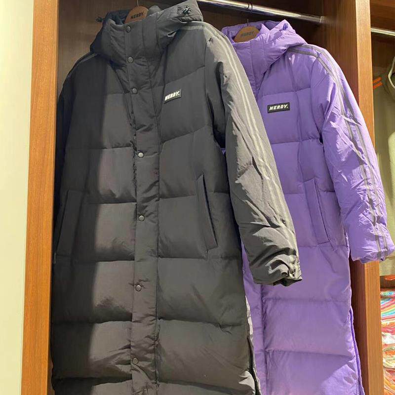 nerdy羽绒服2020年新款女冬宽松韩版中长款过膝白鸭绒反光情侣款