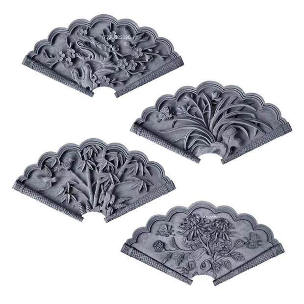 仿古扇形卷轴砖雕梅兰竹菊浮雕快手同款古建墙壁砖雕