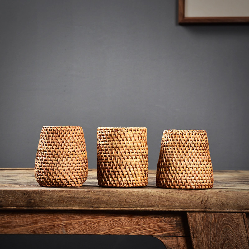 现代简约网红藤编花瓶2021新款艺术造型干花插花花瓶