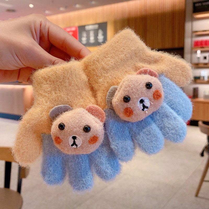 03岁婴幼儿可爱毛绒手套小宝宝冬季男童女童保暖手套