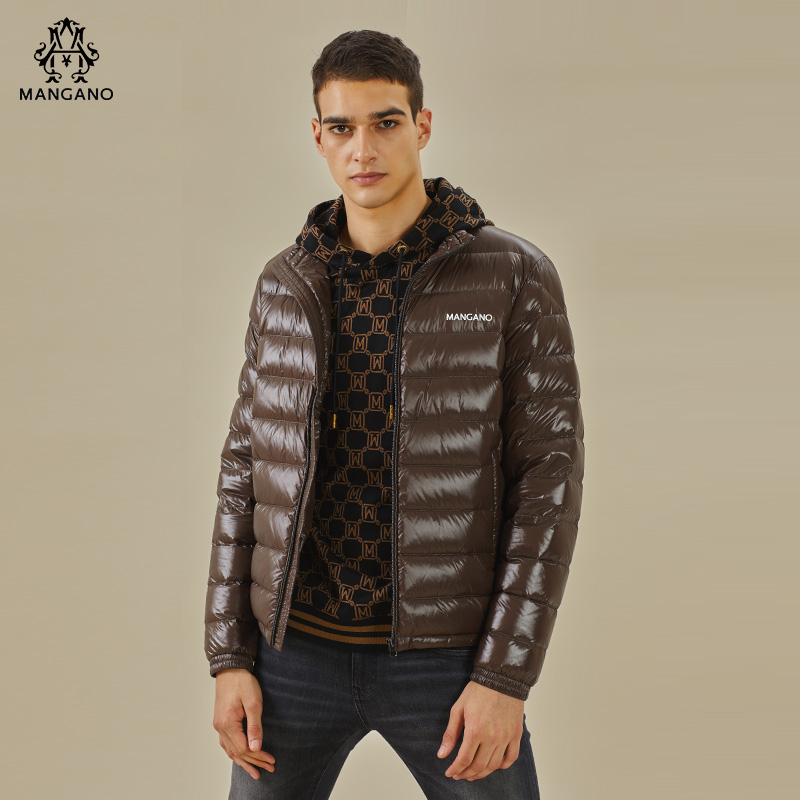 Mangano曼加洛2021新款轻奢休闲男装秋冬简约立领轻薄羽绒服外套
