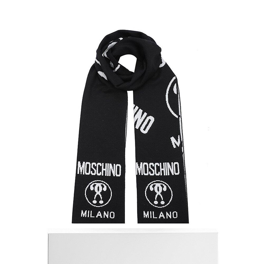 香港直邮moschino莫斯奇诺羊毛围巾徽标提花双色男女围脖50055
