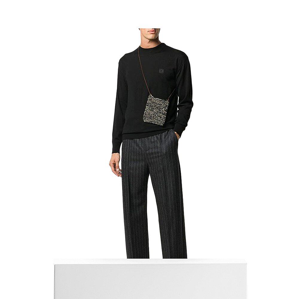 香港直邮loewe男士黑色徽标圆领套头毛衣h526333xa11114