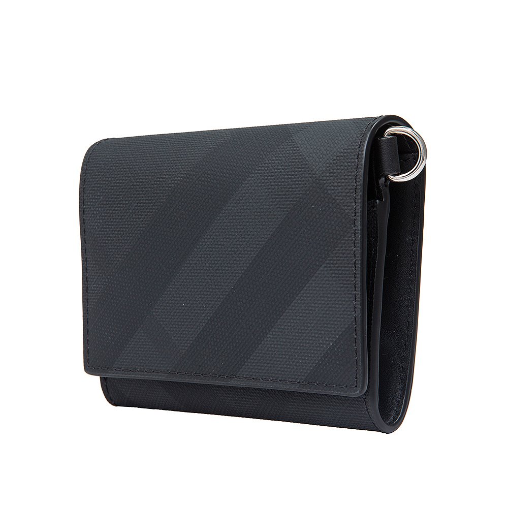 香港直邮burberry巴宝莉男士深灰深灰色色格钱包钱包