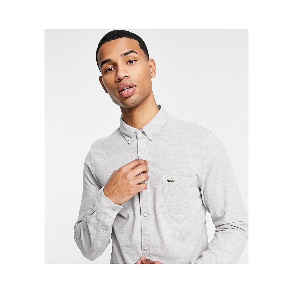 lacoste香港直邮潮奢法国鳄鱼男士longsleeve衬衫衬衫